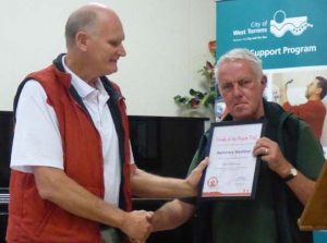 David Rattray being presented with Honourary Membership by Friends of the Heysen Trail President, Robert Alcock
