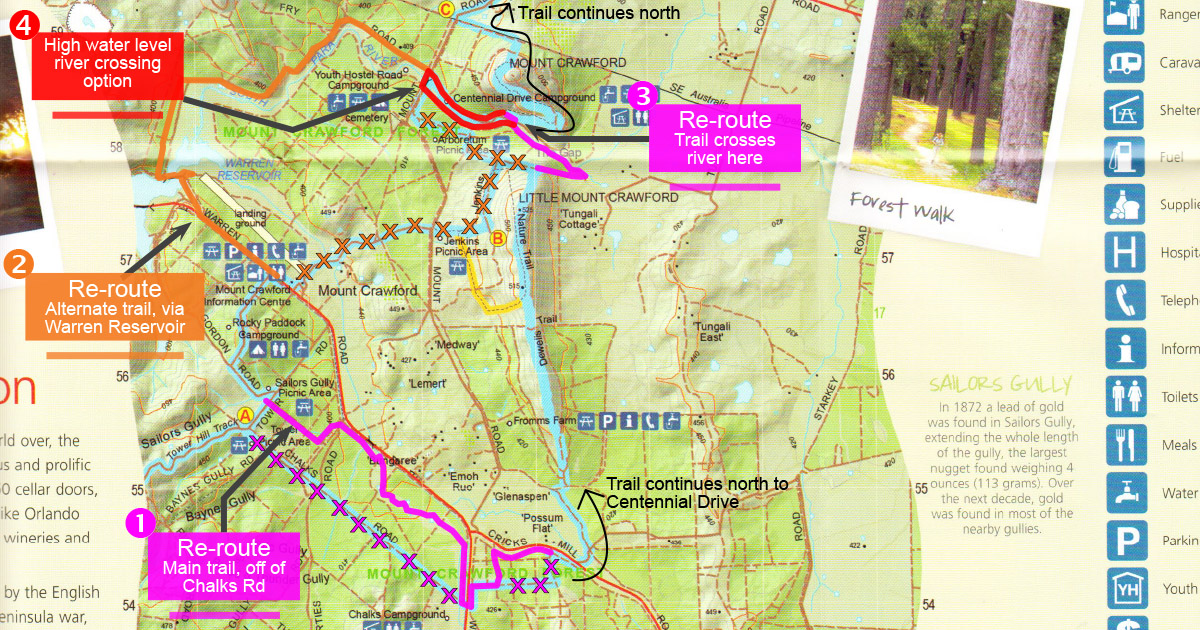 Mapsheet 2D Reroutes in Mt Crawford forest The Friends of the Heysen